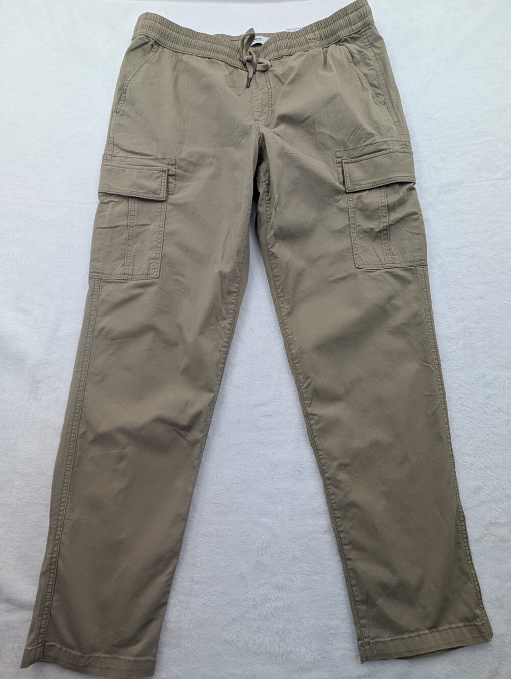 Sonoma Mens Size Large Everyday Pull On Drawstring Cargo Pants Slim Fit Beige